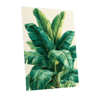 Verdant Canopy, green, blue, beige nature wall art shown as a unframed poster wall art print