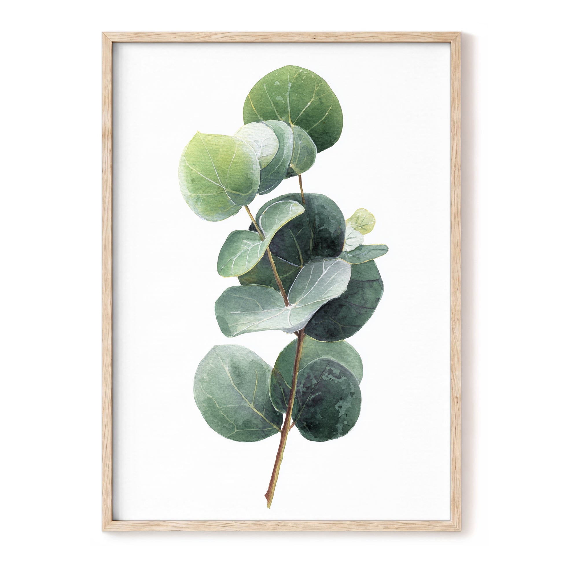 Verdant Coin Leaves, green, gray, white nature wall art, front artwork view