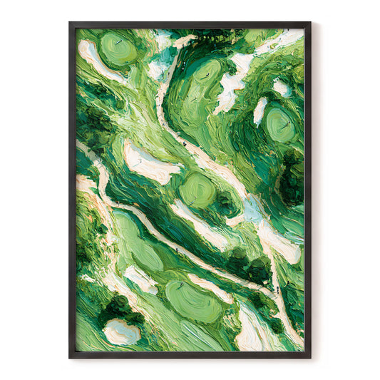 Verdant Currents, green, beige, white nature wall art, front artwork view