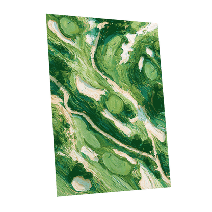 Verdant Currents, green, beige, white nature wall art shown as a unframed poster wall art print