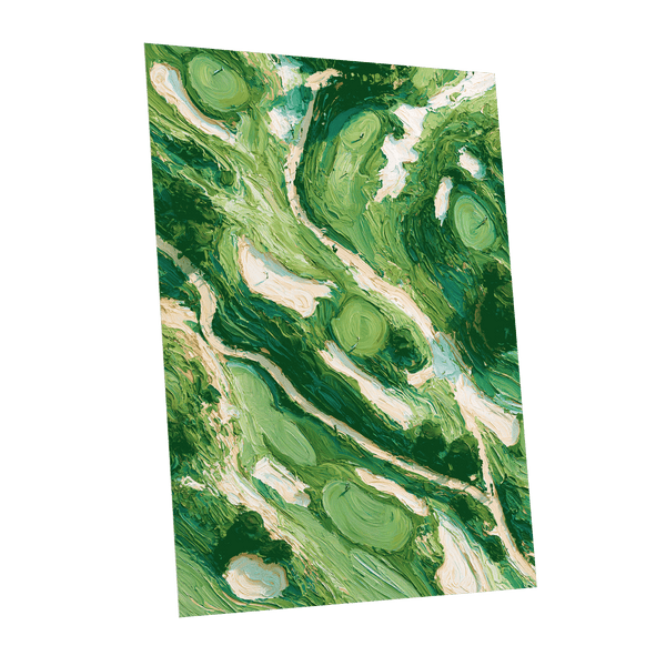 Verdant Currents, green, beige, white nature wall art shown as a unframed poster wall art print