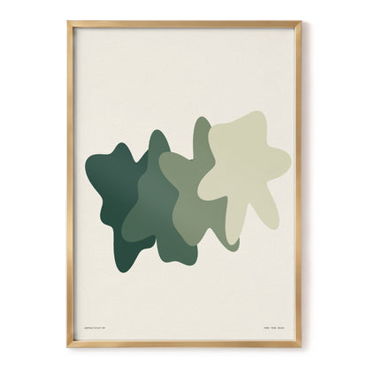 Verdant Drift, green, beige, white abstract wall art, front artwork view