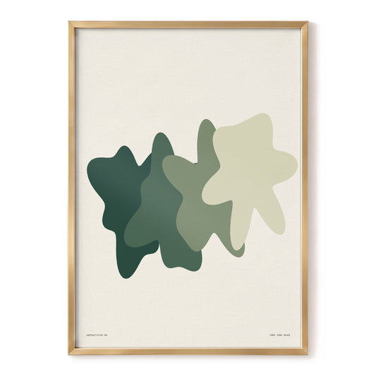 Verdant Drift, green, beige, white abstract wall art, front artwork view