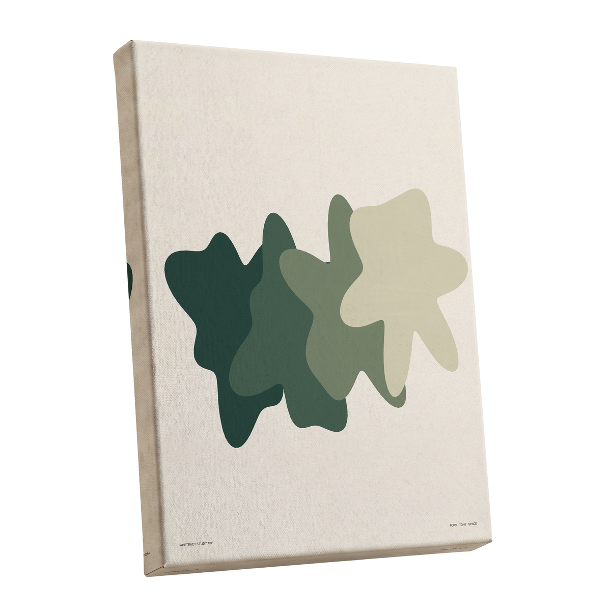 Verdant Drift, green, beige, white abstract wall art shown as a stretched canvas wall art