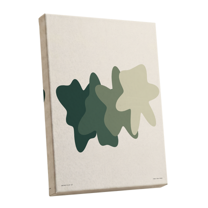 Verdant Drift, green, beige, white abstract wall art shown as a stretched canvas wall art