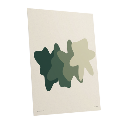 Verdant Drift, green, beige, white abstract wall art shown as a unframed poster wall art print