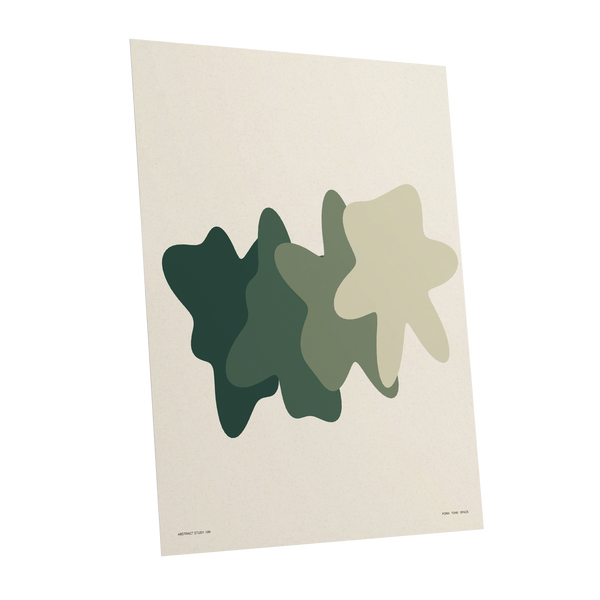 Verdant Drift, green, beige, white abstract wall art shown as a unframed poster wall art print