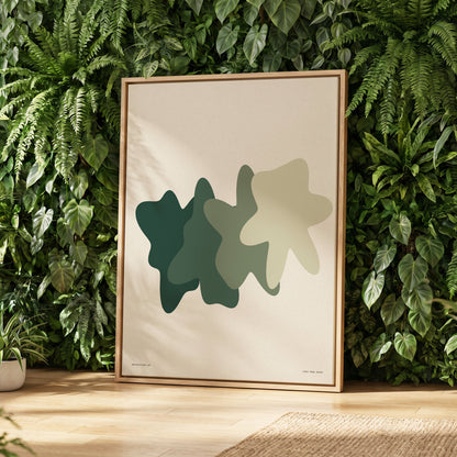Verdant Drift, green, beige, white abstract wall art displayed in a styled interior, gallery view 2