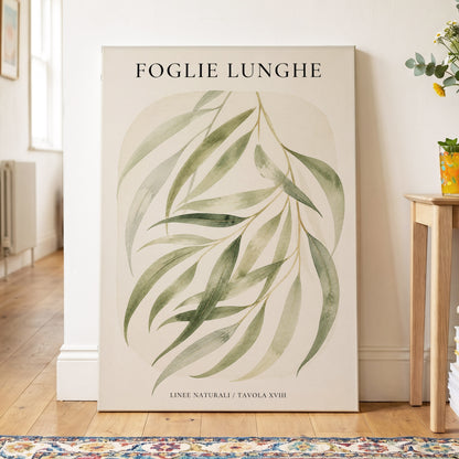 Verdant Folie, green, beige nature wall art on canvas displayed in a styled interior, gallery view 2
