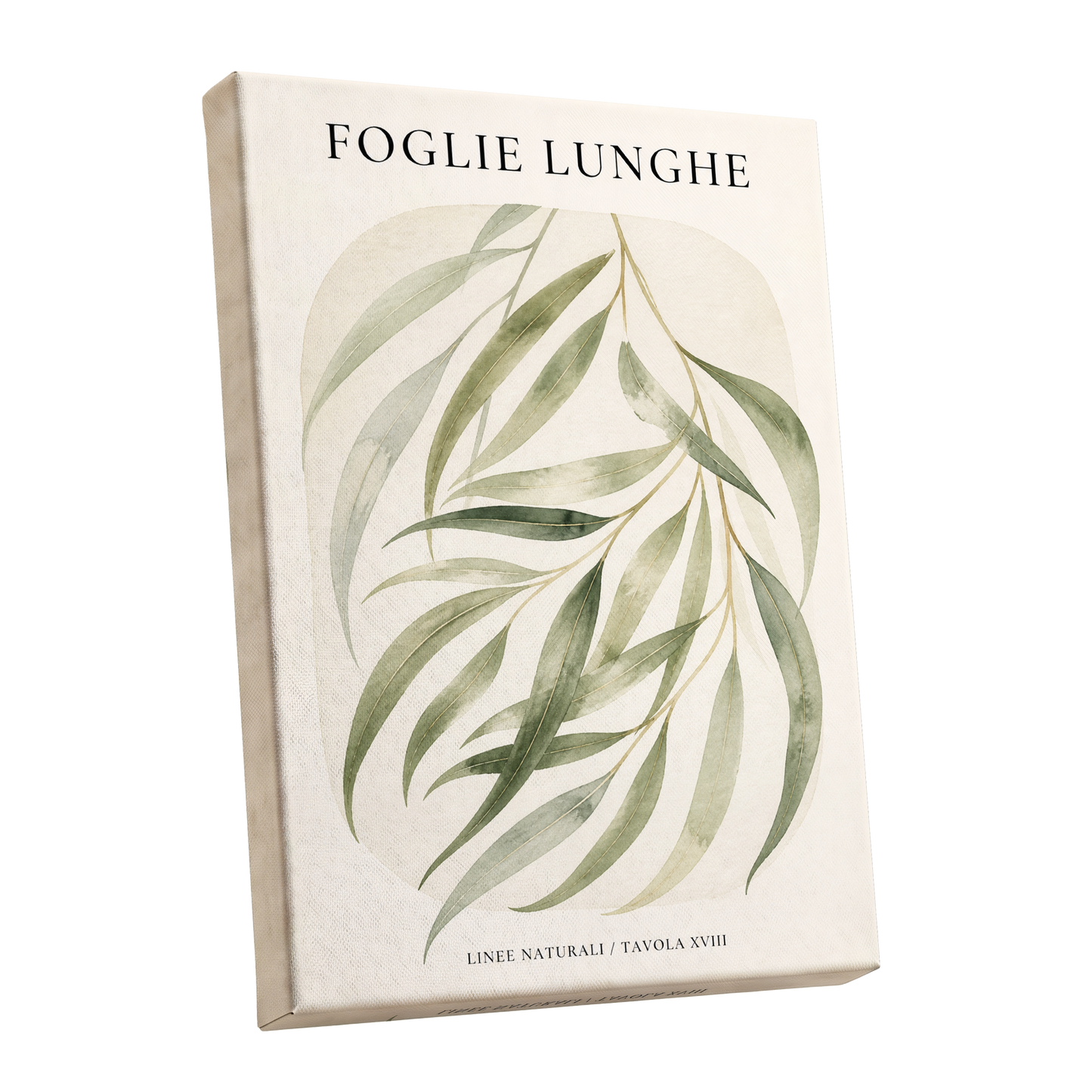 Verdant Folie, green, beige nature wall art shown as a stretched canvas wall art