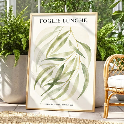 Verdant Folie, green, beige nature wall art displayed in a styled interior, gallery view 1