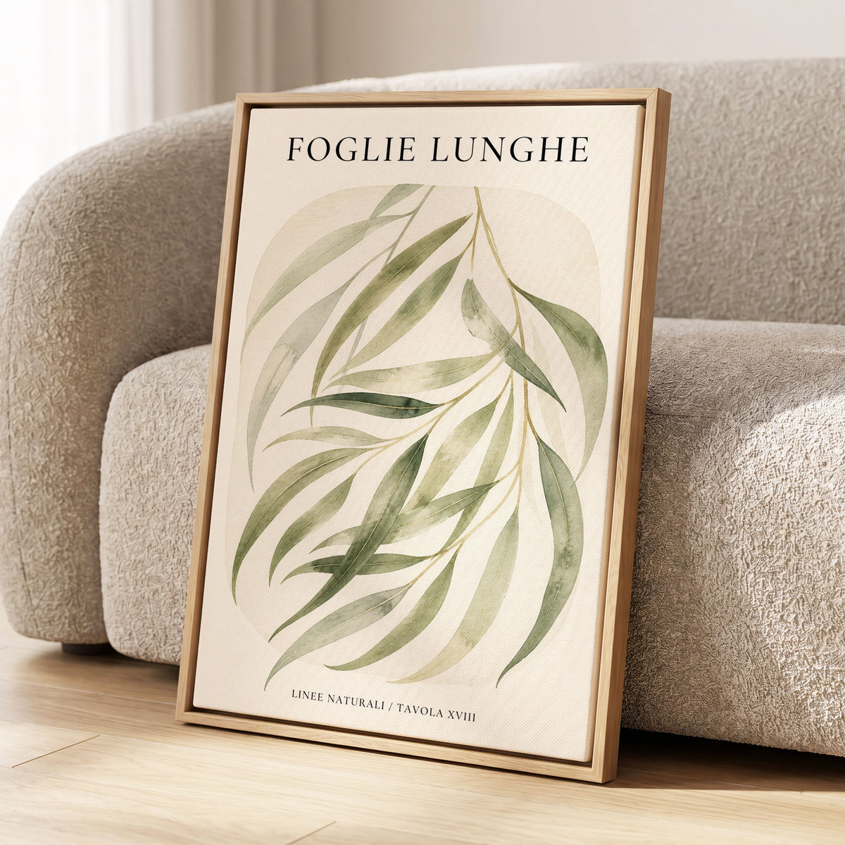 Verdant Folie, green, beige nature wall art displayed in a styled interior, gallery view 2