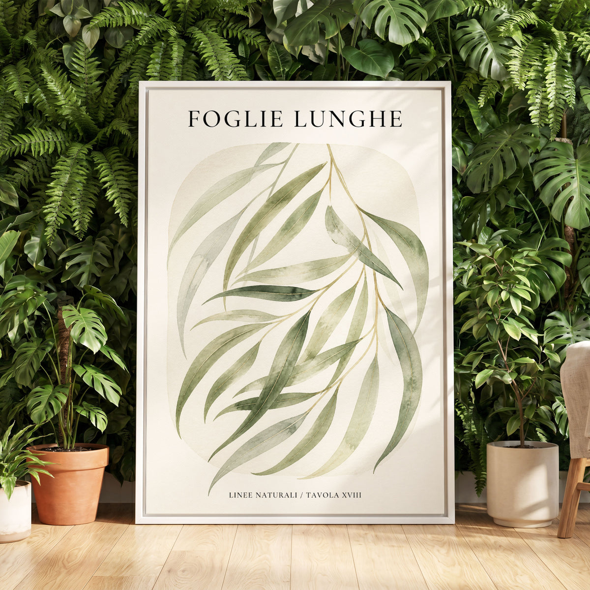 Verdant Folie, green, beige nature wall art displayed in a styled interior, gallery view 5
