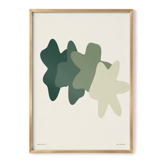 Verdant Form Study, green, beige abstract wall art, front artwork view
