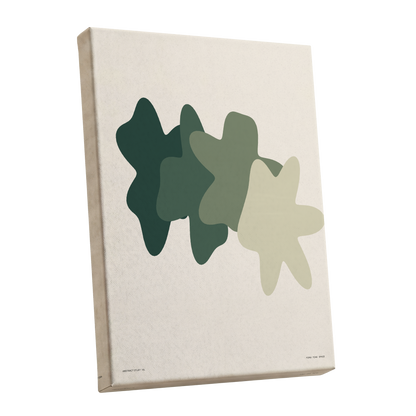 Verdant Form Study, green, beige abstract wall art shown as a stretched canvas wall art
