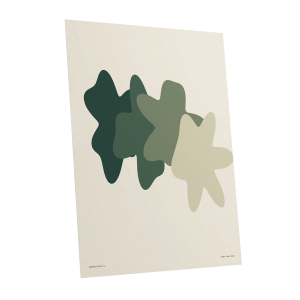 Verdant Form Study, green, beige abstract wall art shown as a unframed poster wall art print