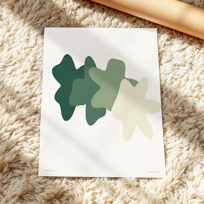 Verdant Form Study, green, beige abstract wall art displayed in a styled interior, gallery view 3