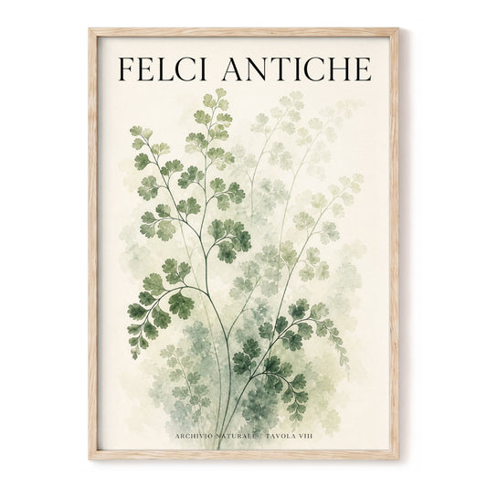 Verdant Herbarium, green, beige, black nature wall art, front artwork view