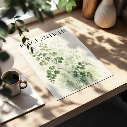 Verdant Herbarium, green, beige, black nature wall art displayed in a styled interior, gallery view 3