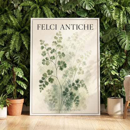 Verdant Herbarium, green, beige, black nature wall art displayed in a styled interior, gallery view 5