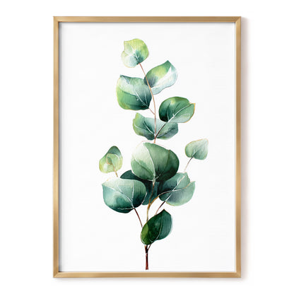 Verdant Leaf Study, green, white, brown nature wall art, front artwork view