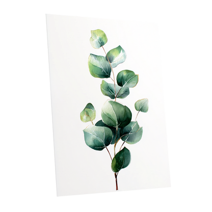 Verdant Leaf Study, green, white, brown nature wall art shown as a unframed poster wall art print
