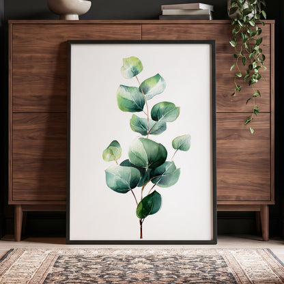 Verdant Leaf Study, green, white, brown nature wall art displayed in a styled interior, gallery view 6
