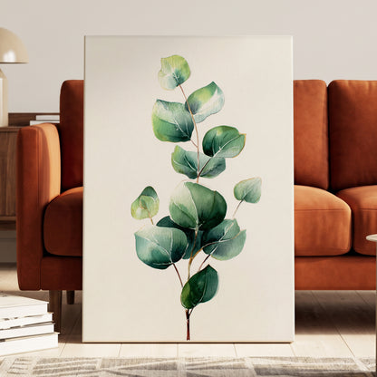 Verdant Leaf Study, green, white, brown nature wall art displayed in a styled interior, gallery view 7