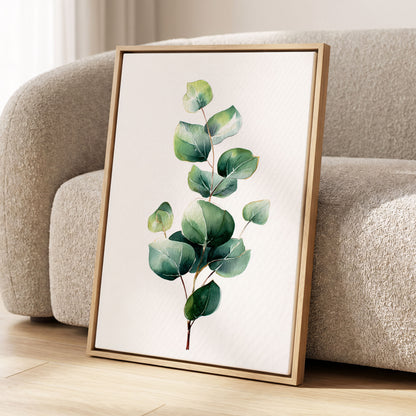 Verdant Leaf Study, green, white, brown nature wall art displayed in a styled interior, gallery view 8
