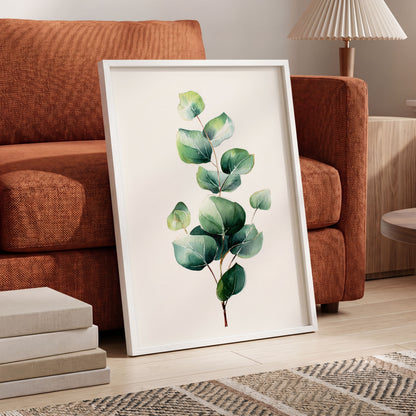 Verdant Leaf Study, green, white, brown nature wall art displayed in a styled interior, gallery view 9