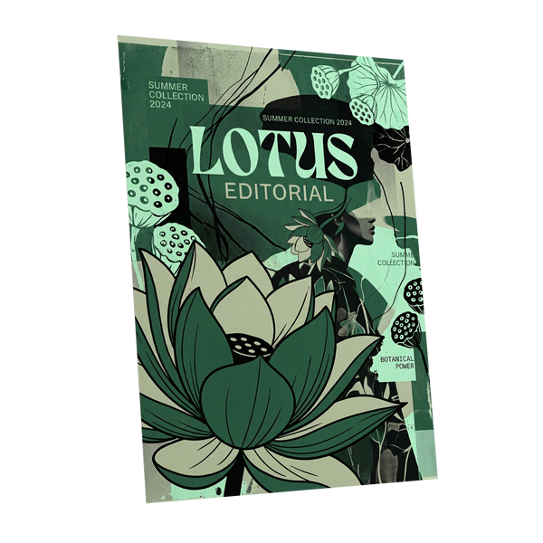 Verdant Lotus Editorial, green, black, beige floral wall art shown as a unframed poster wall art print