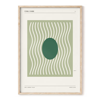 Verdant Rhythm, green, beige minimalist wall art, front artwork view