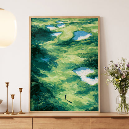 Verdant Solitude, green, blue, white nature wall art displayed in a styled interior, gallery view 5
