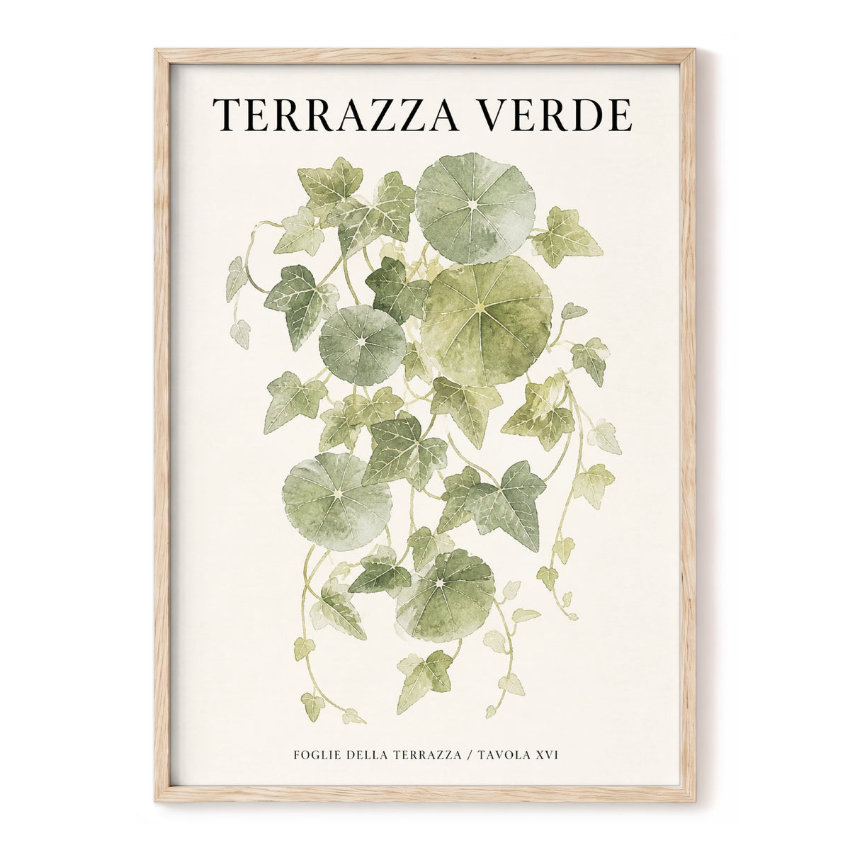Verdant Terrace Study, green, beige nature wall art, front artwork view