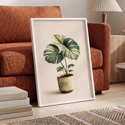 Verdant Windowleaf, green, beige, brown nature wall art displayed in a styled interior, gallery view 9