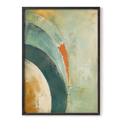 Verdigris Sweep, green, blue, beige abstract wall art, front artwork view