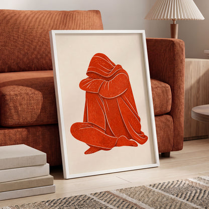 Vermilion Folds, red, orange, beige abstract wall art displayed in a styled interior, gallery view 9