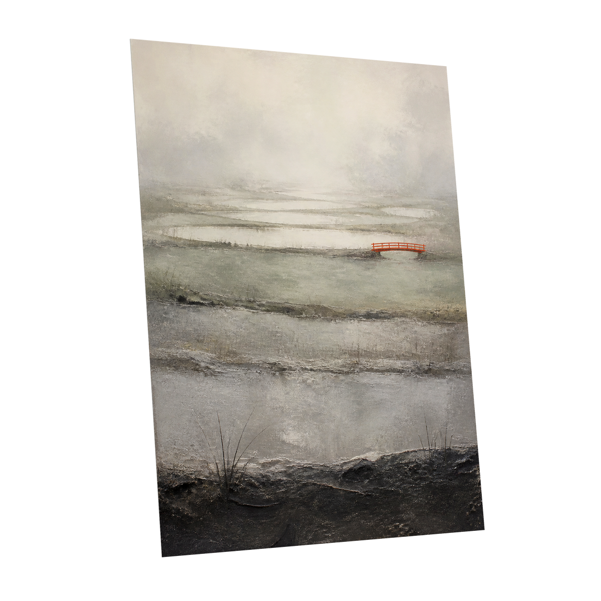 Vermilion in the Mist, beige, gray, black nature wall art shown as a unframed poster wall art print