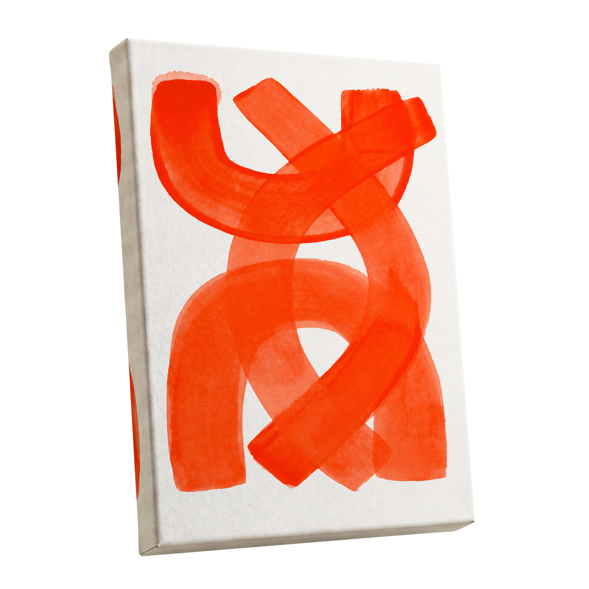 Vermilion Loop, orange, red, pink abstract wall art shown as a stretched canvas wall art