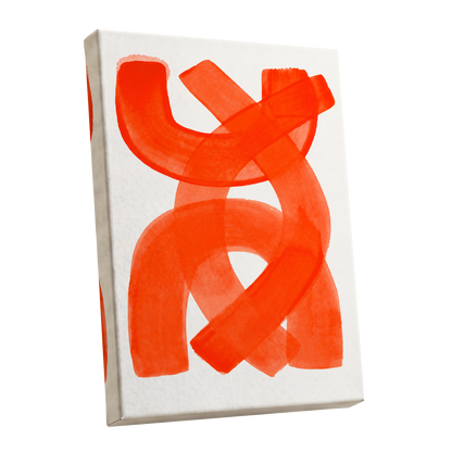 Vermilion Loop, orange, red, pink abstract wall art shown as a stretched canvas wall art
