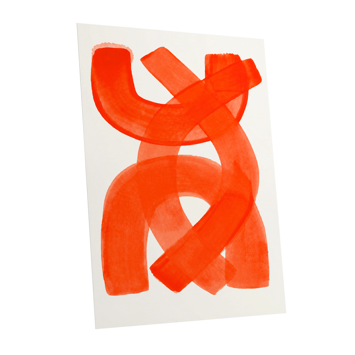 Vermilion Loop, orange, red, pink abstract wall art shown as a unframed poster wall art print