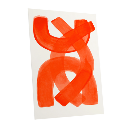 Vermilion Loop, orange, red, pink abstract wall art shown as a unframed poster wall art print