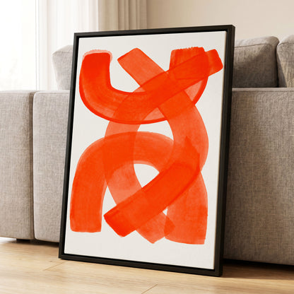 Vermilion Loop, orange, red, pink abstract wall art displayed in a styled interior, gallery view 4