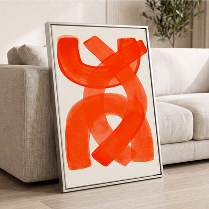 Vermilion Loop, orange, red, pink abstract wall art displayed in a styled interior, gallery view 8