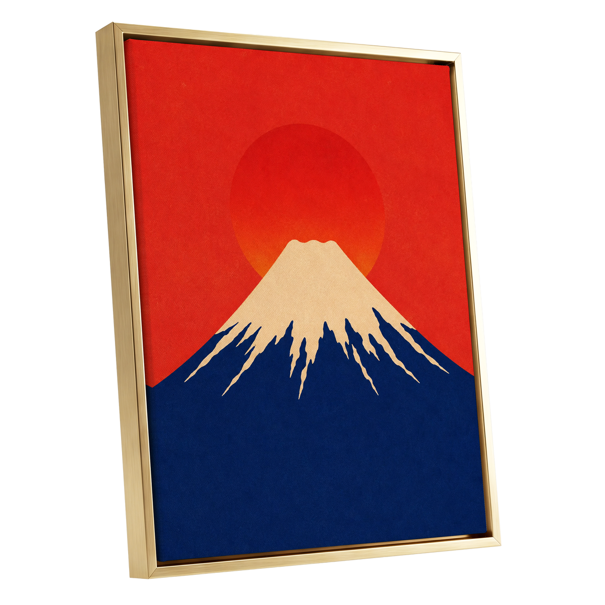 Vermilion Summit, red, blue, beige nature wall art shown as a gold framed canvas wall art
