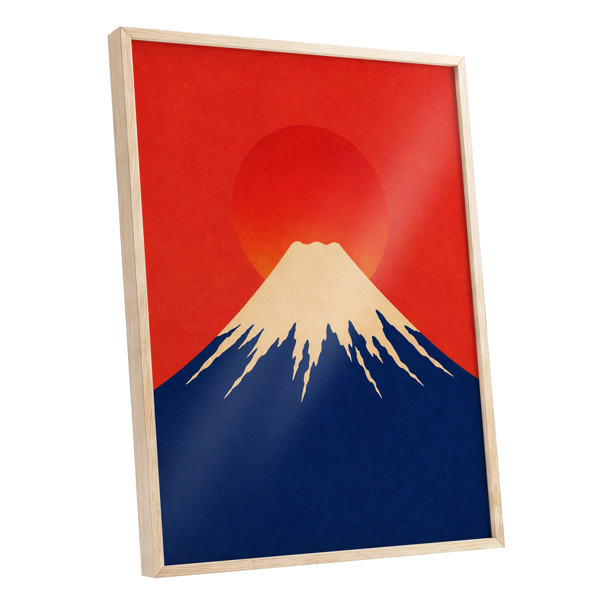 Vermilion Summit, red, blue, beige nature wall art shown as a oak framed poster wall art print