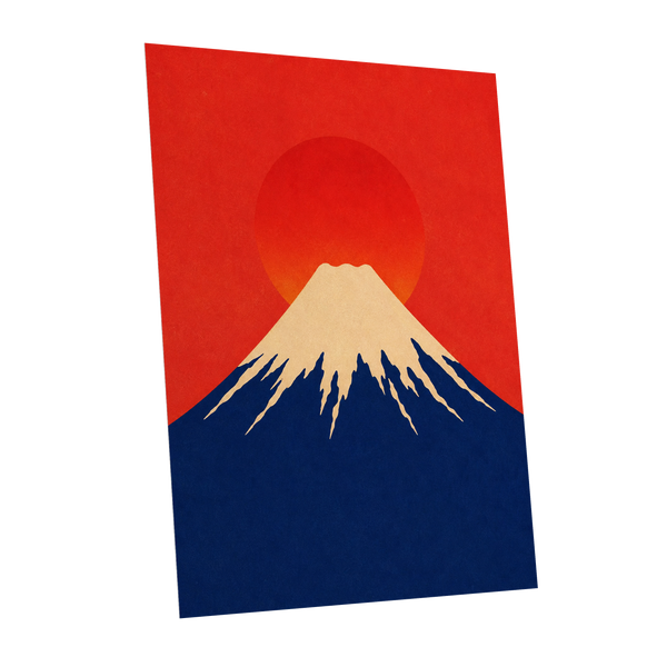 Vermilion Summit, red, blue, beige nature wall art shown as a unframed poster wall art print