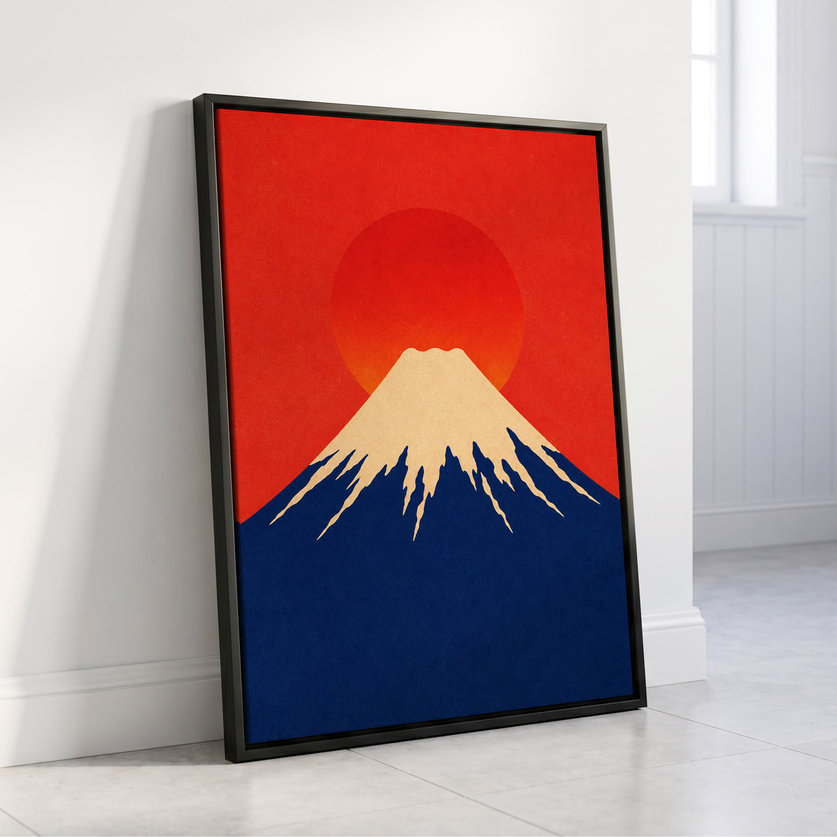 Vermilion Summit, red, blue, beige nature wall art displayed in a styled interior, gallery view 4
