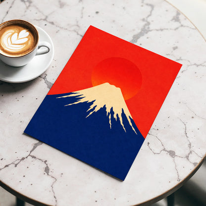 Vermilion Summit, red, blue, beige nature wall art displayed in a styled interior, gallery view 5