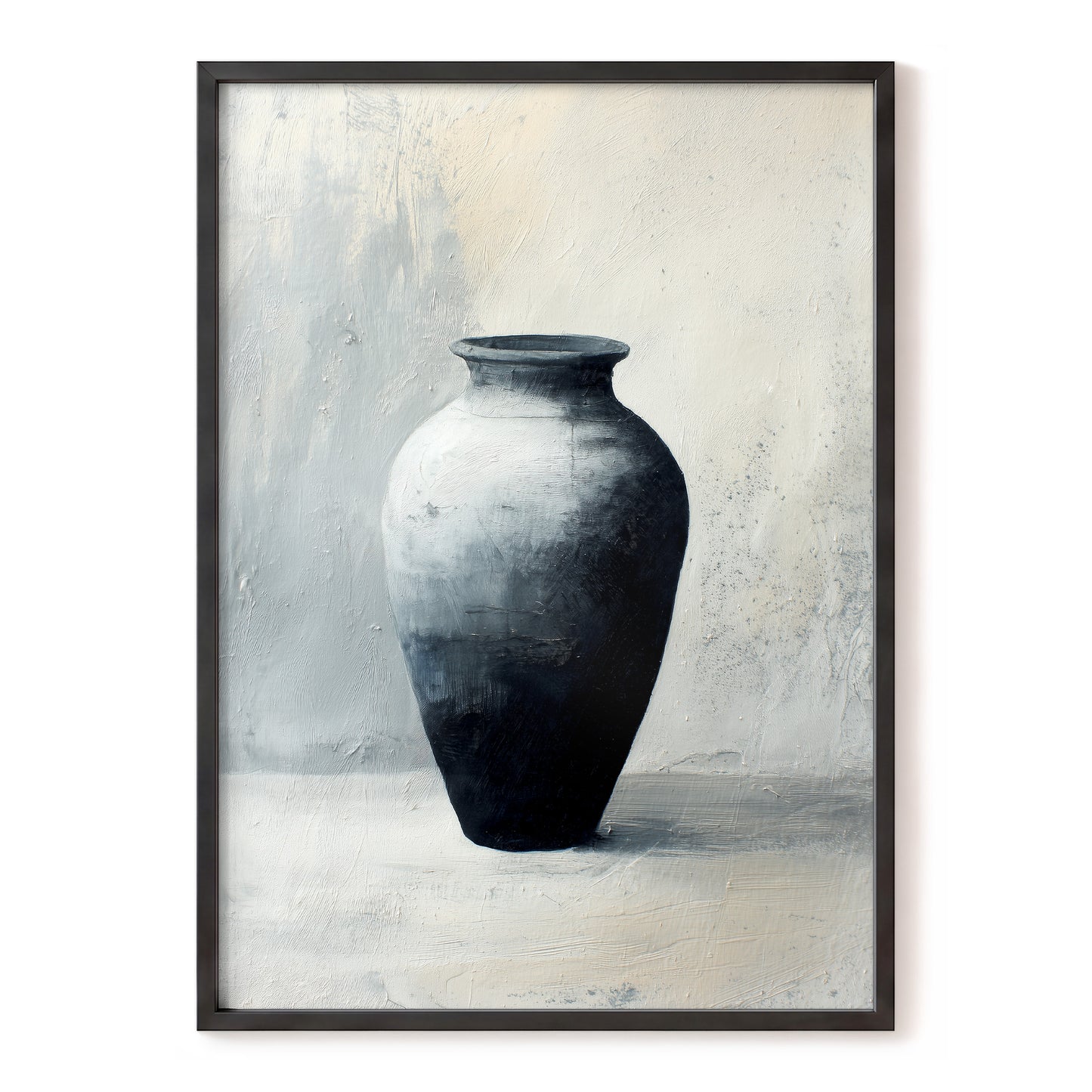 Vessel in Quiet Light – black, white, gray minimalist wall art, front view
